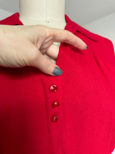 vintage 1950s red front zip dress {m}