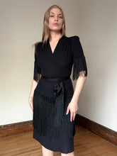 Load image into Gallery viewer, vintage 1940s black tassel dress {xs}