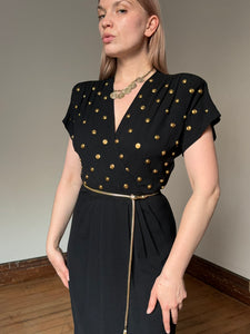 vintage 1940s studded rayon dress {xs}