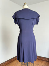 Load image into Gallery viewer, vintage 1950s scalloped collar rayon dress {s/m}