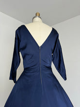 Load image into Gallery viewer, vintage 1950s navy evening dress {s}