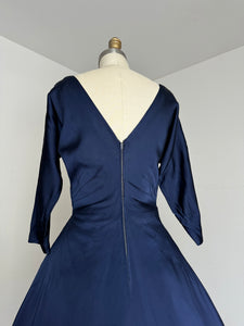 vintage 1950s navy evening dress {s}