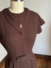 Load image into Gallery viewer, vintage 1950s brown wool dress {xs}