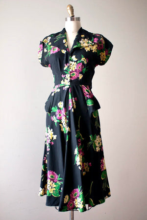 vintage 1940s floral rayon dress
