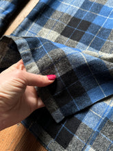 Load image into Gallery viewer, vintage 1950s blue plaid wool long sleeve shirt