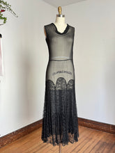 Load image into Gallery viewer, vintage 1930s black sheer silk lace dress {xs/s}