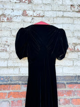 Load image into Gallery viewer, vintage 1930s black velvet gown {xs/s}