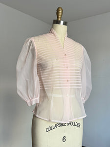 vintage 1950s sheer pink blouse {xs/s}