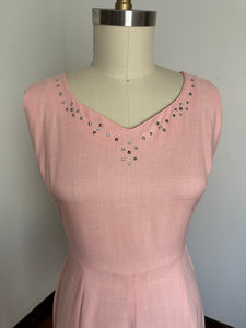 vintage 1950s pink linen dress {m}