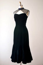 Load image into Gallery viewer, vintage 1950s black velvet Vixen dress