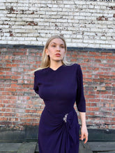 Load image into Gallery viewer, vintage 1940s purple rayon dress {s}