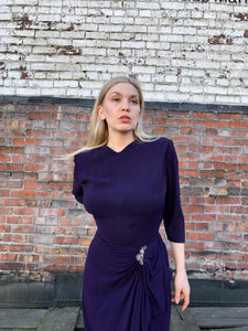 vintage 1940s purple rayon dress {s}