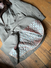 Load image into Gallery viewer, vintage 1940s double breasted quilted lined overcoat with half belt