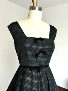 vintage 1950s black & gold party dress {m}