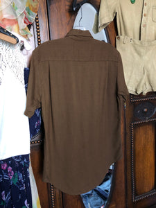 vintage 1950s DaVinci brown short sleeve shirt