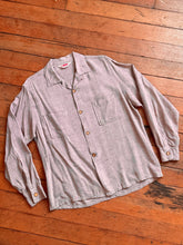 Load image into Gallery viewer, vintage 1950s flecked rayon long sleeve shirt loop collar