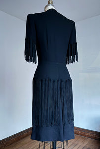 vintage 1940s black tassel dress {xs}