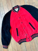 Load image into Gallery viewer, vintage 1950s color block corduroy varsity jacket