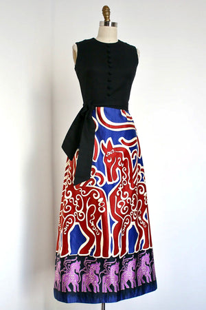 vintage 1970s Tori Richard novelty horse dress