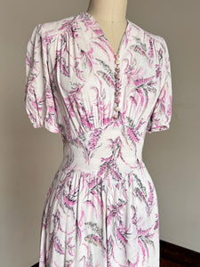 vintage 1940s novelty pink rayon dress {xs/s}