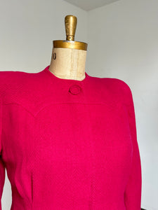 vintage 1940s fuchsia pink wool jacket {XXL}