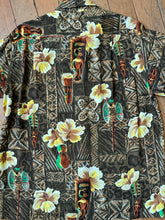 Load image into Gallery viewer, vintage 1960s rayon Tiki Hawaiian shirt