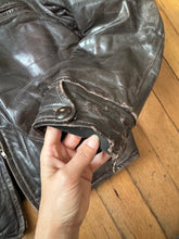 Load image into Gallery viewer, vintage 1940s leather jacket with Triumph patch