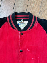 Load image into Gallery viewer, vintage 1950s color block corduroy varsity jacket