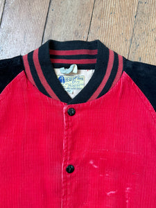 vintage 1950s color block corduroy varsity jacket