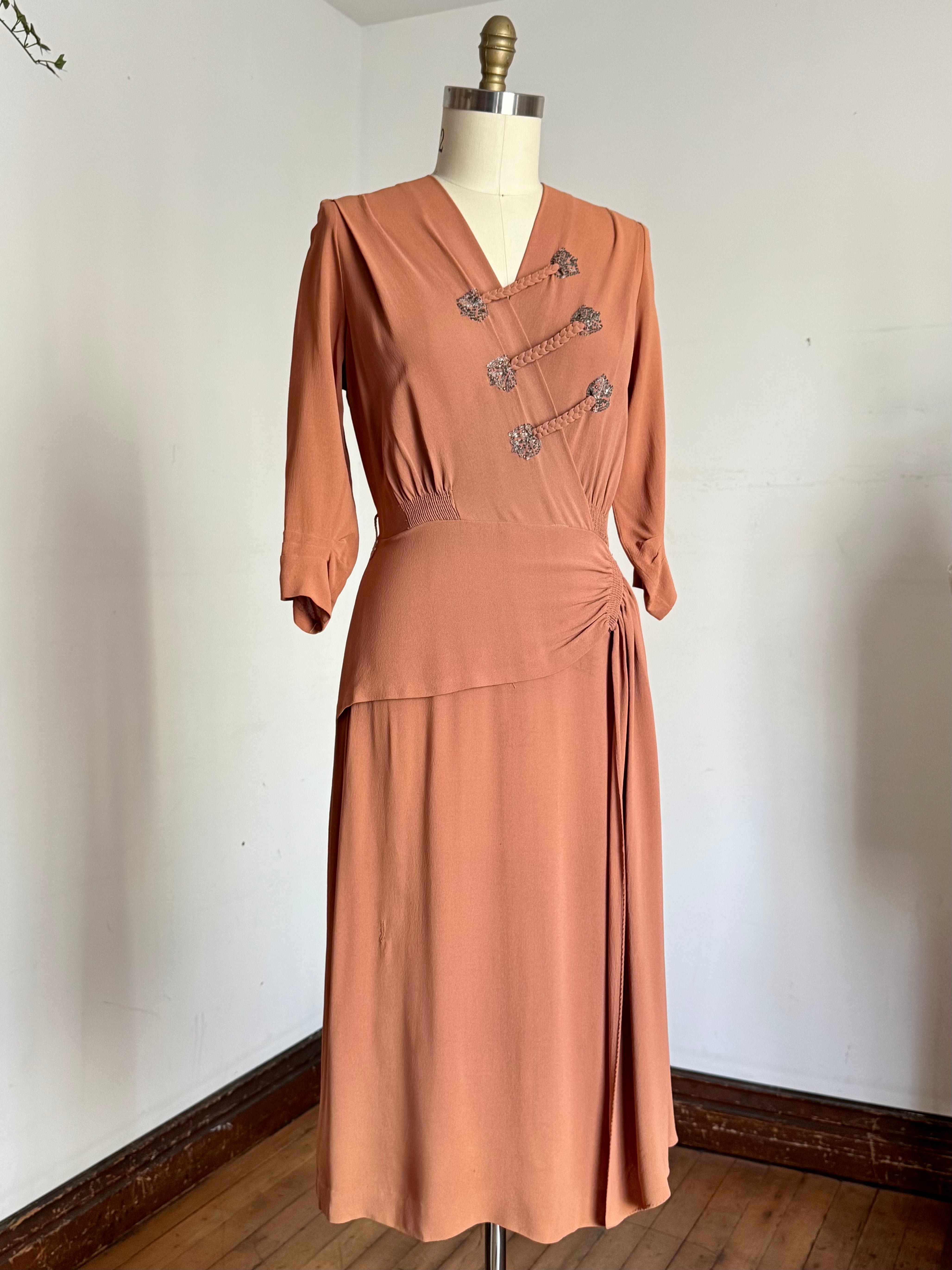 vintage 1940s rayon dress with braided details {m} – Trunk of Dresses vintage 1940s rayon dress with braided details {m} – Trunk of Dresses