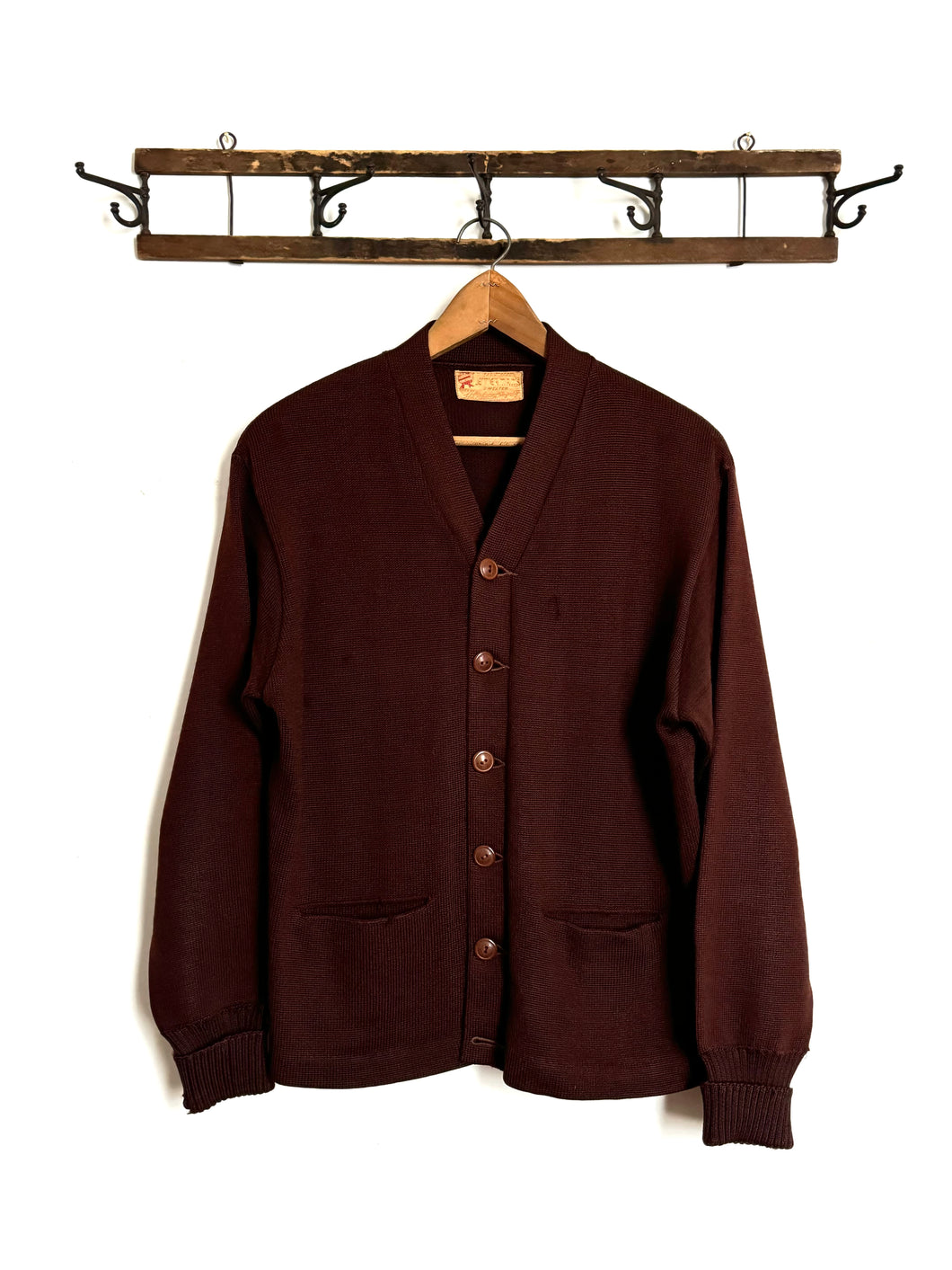 vintage 1950s brown letterman sweater