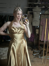 Load image into Gallery viewer, vintage 1950s gold gown {m}