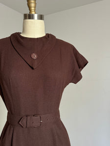 vintage 1950s brown wool dress {xs}