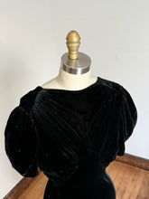 Load image into Gallery viewer, vintage 1930s black velvet gown {xs/s}