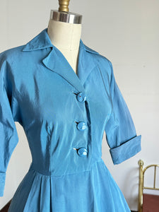 vintage 1950s blue party dress {s} as-is