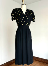 Load image into Gallery viewer, vintage 1940s studded rayon dress {xs}