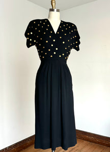 vintage 1940s studded rayon dress {xs}