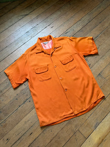 vintage 1950s orange rayon shirt