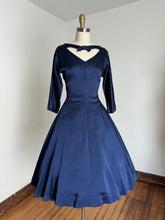 Load image into Gallery viewer, vintage 1950s navy evening dress {s}