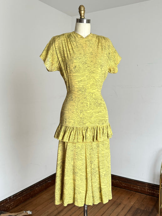 vintage 1940s novelty rayon dress {xs}