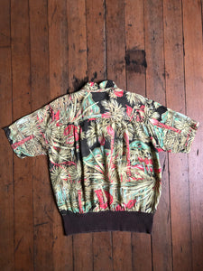 vintage 1970s does 40s rayon gaucho pullover shirt
