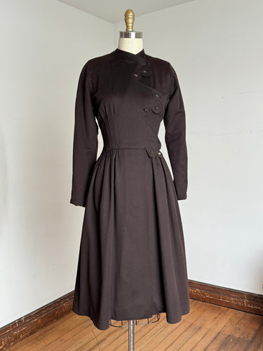 vintage 1940s brown wool princess coat {s}