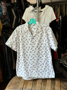 vintage 1950s cotton button up shirt - loop collar