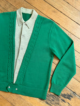 Load image into Gallery viewer, vintage 1950s 60s green knit cardigan sweater jacket