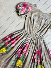 Load image into Gallery viewer, vintage 1960s John Wolf textiles floral cotton dress {s}