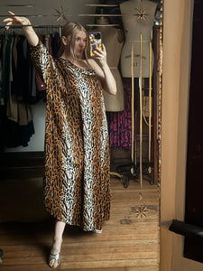 vintage 1970s leopard print maxi dress