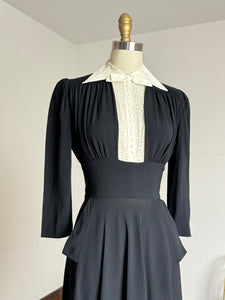 vintage 1930s black rayon dress {s}