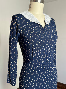 vintage 1930s navy rayon dress {m}