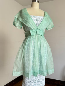 vintage 1960s lace wiggle dress with over dress set {xs}