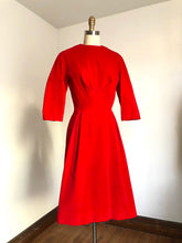 Load image into Gallery viewer, vintage 1950s red velvet dress {xs}